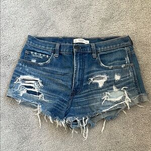 Abercrombie & Fitch Distressed Blue Denim Shorts